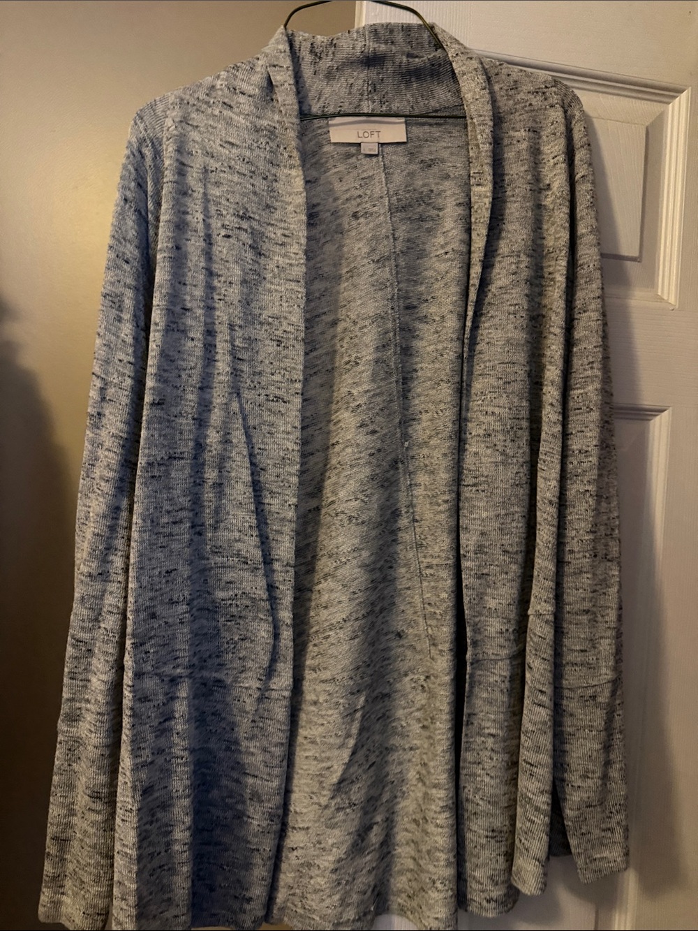 LOFT Heather Gray Open-Front Draped Cardigan